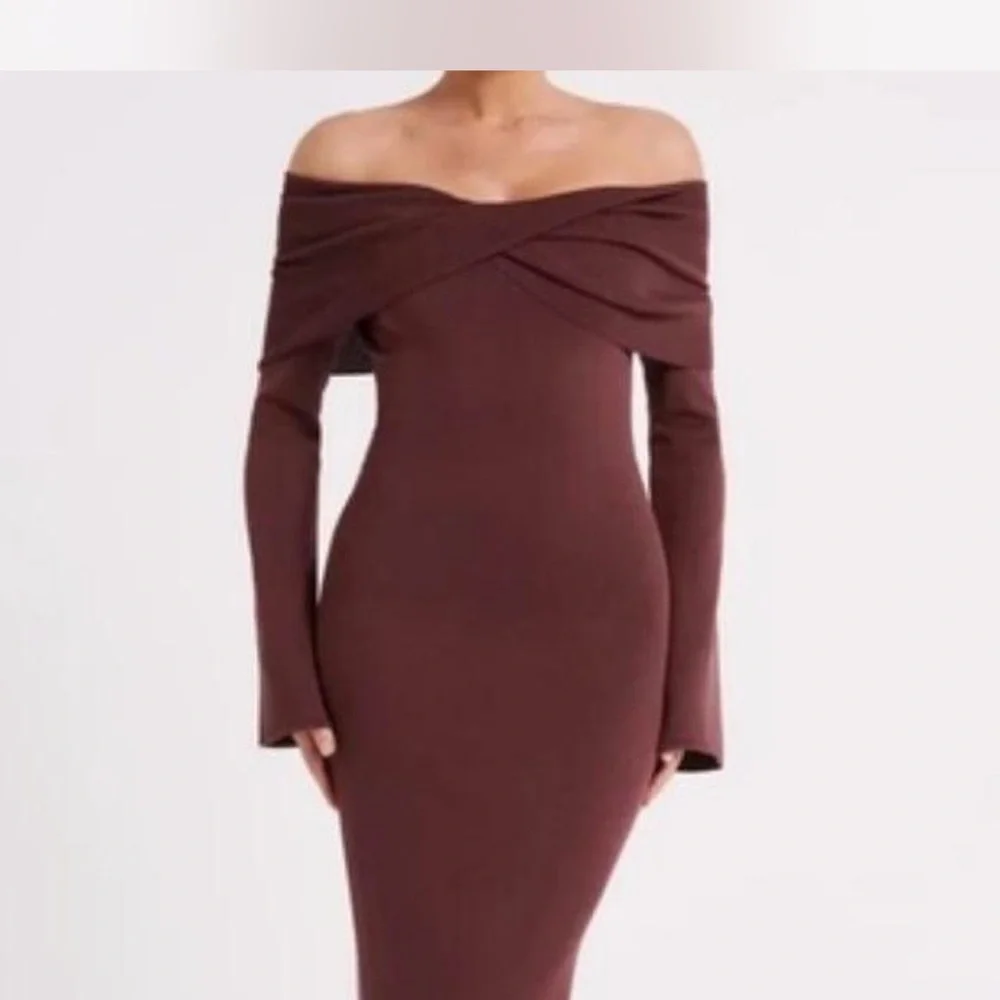 chinese dress ladies Marcia Diamante Long Sleeve Maxi Dress / Nude | Meshki main image 0